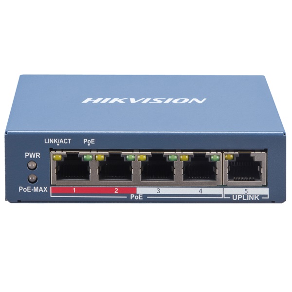 Switch PoE 4+1 puertos Hikvision administrable 4 Poe +1 uplink (DS-3E1105P-EI)