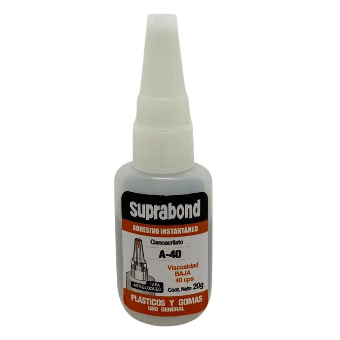 Adhesivo cianoacrilato A-40 plasticos y gomas viscocidad baja (CIA A-40 20)