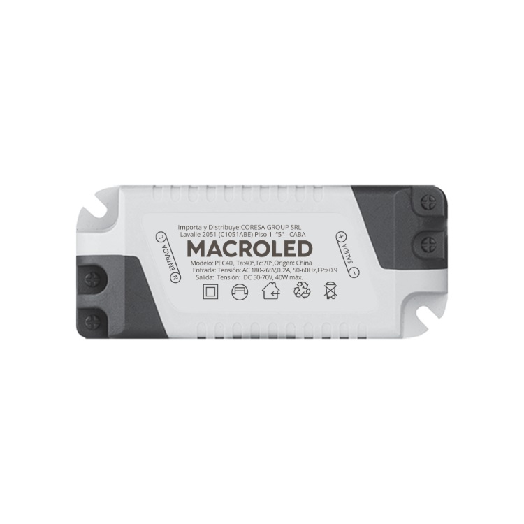 [P40-1195-PS-3600LM-DR] Driver para panel LED Macroled de 40W