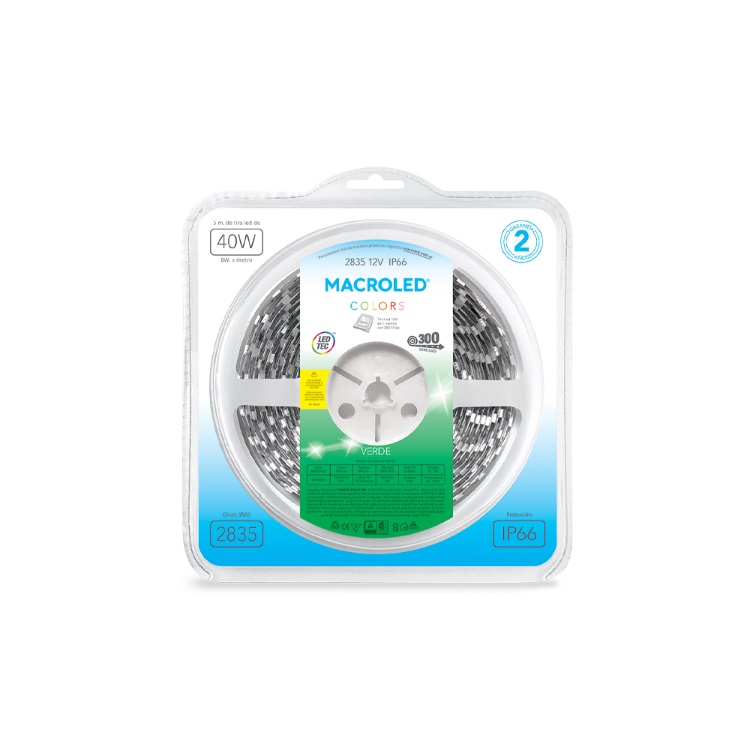 [G-C300-FW12-IP66] Tira LED Macroled 2835 verde IP66 5m 300 LEDs 12V (G-C300-FW12-IP66)