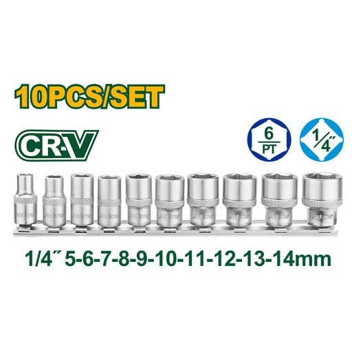 [JDST4410] Set de tubos hexagonales de 1/4 x10 piezas Jadever de 9 a 40mm  [d]
