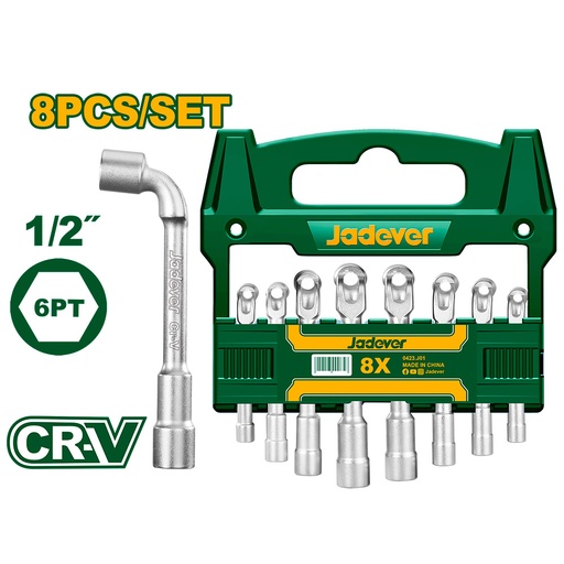 [JDTH4208] Set de llaves en L Jadever para tubos 1/2" x8 piezas [d]