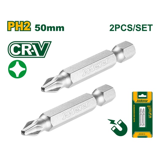[JDSV2K12] Set de puntas de destornillador x2 Jadever PH2x50mm [d]