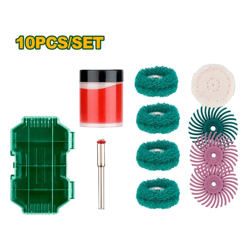 [JDRR5010] Kit de accesorios para lijado y pulido Jadever para taladro x10 piezas [d]