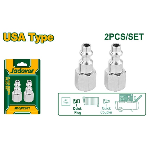 [JDQP2971] Kit acople de aire rápido Jadever x2 hembra 1/4"   [d]