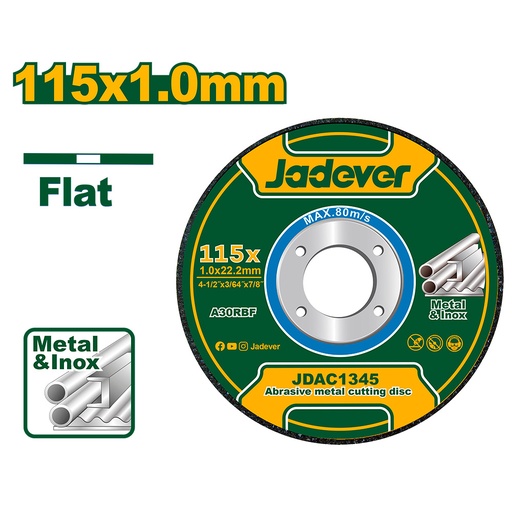 [JDAC1345] Disco abrasivo Jadever para corte de metal 115mm [d]