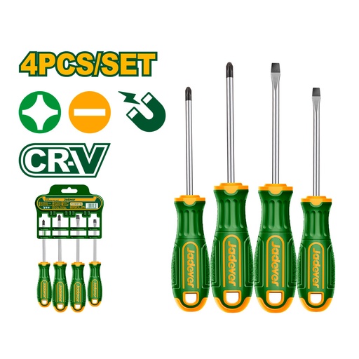 [JDSS1204] Set de destornilladores Jadever x4 CRV PH+SL [d]