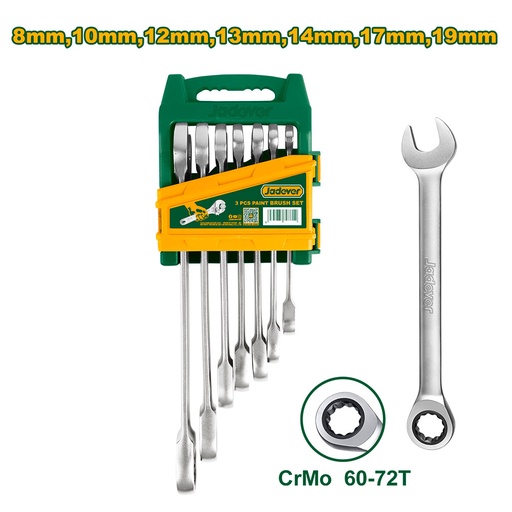 [JDSP4207] Set de llaves cricket combinadas de 7 piezas Jadever de 8 a 19mm [d]