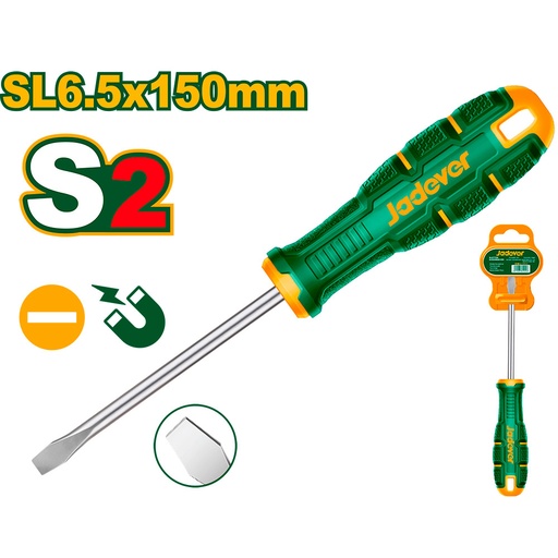 [JDSDA266] Destornillador plano Jadever con punta magnetica S2 SL6.5x150mm [d]