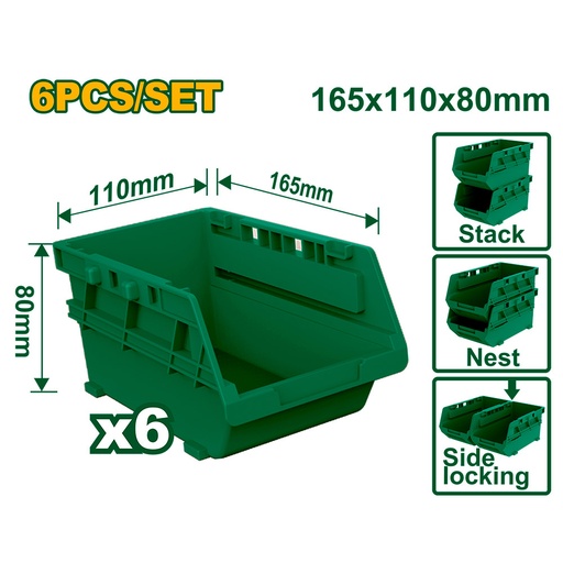 [JDTB8336] Set de gavetas apilables Jadever x6 verdes [d]