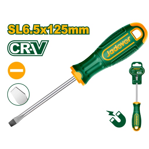 [JDSD1265] Destornillador plano Jadever con punta magnetica CRV SL6.5x125mm [d]