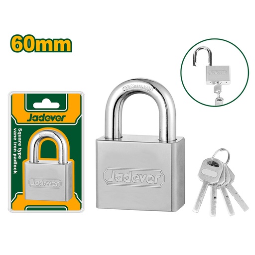 [JDPDS460] Candado de hierro Jadever con paletas cuadradas niqueladas 60mm [d]