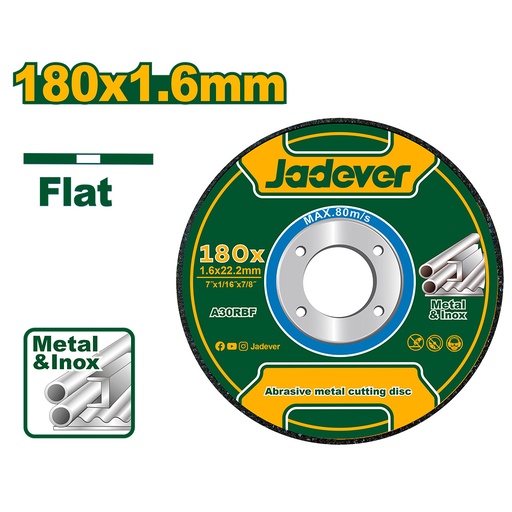 [JDAC1371] Disco abrasivo Jadever para corte de metal 180mm [d]