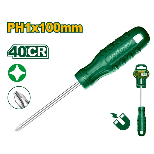[JDSD4914] Destornillador phillips Jadever con punta magnetica 40CR PH1 5x100mm [d]