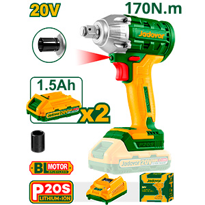 [JDCD1512-4] Set Llave de Impacto Brushless 20V + 2Bat 1.5A + Cargador 2300 rpm 300Nm [d]