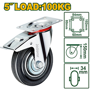[JDJL3353] Rueda Giratoria Freno H150 Ø125 100kg[d]