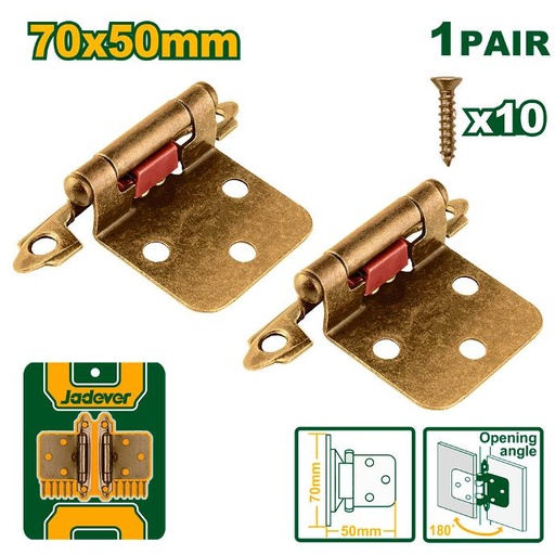 [JDYD1K01] Bisagras 50x70 Jadever de bronce para gabinete x2 [d]