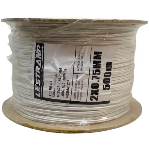 [BI075] Cable bipolar Lestrand 2x0.75mm² blanco normalizado x metro