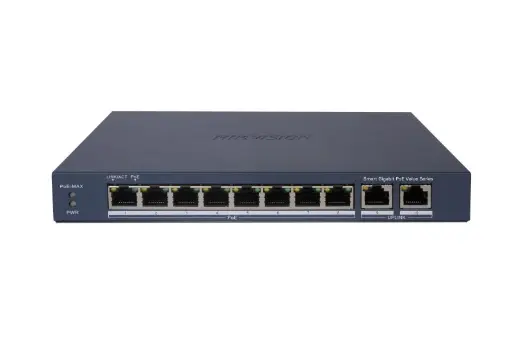 [DS-3E1510P-EI/M] Switch PoE 10 Puertos Hikvision Administrable - 8 PoE Gigabit + 2 RJ45 Gigabit - Potencia 60W (DS-3E1510P-EI/M)