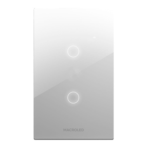 [TSX2B-CP] Tecla de pared smart Macroled tactil de 2 canales con capacitor blanco (TSX2B-CP)