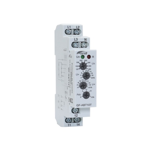 [GF-ABT10T] Protector de Tensión Trifásico Gralf 10A Sobrecarga Secuencia de Fases IP20 (GF-ABT10T)