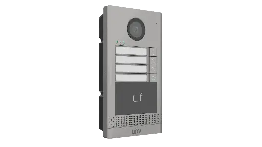 Videoportero Uniview con Lector IC, 4 botones, PoE, IP65 IK08 (OEU-202S-HMK4)