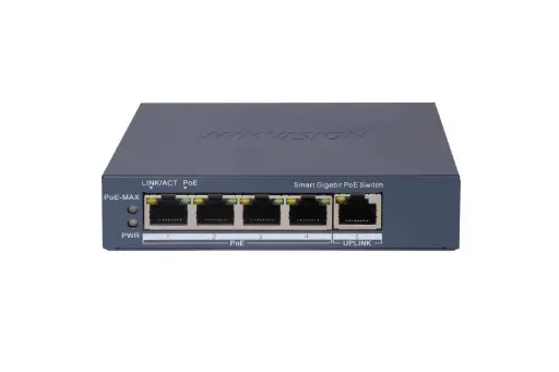 [DS-3E1505P-EI] Switch PoE de 5 puertos Hikvision administrable - 4 PoE Gigabit + 1 RJ45 Gigabit - Potencia 60W (DS-3E1505P-EI)