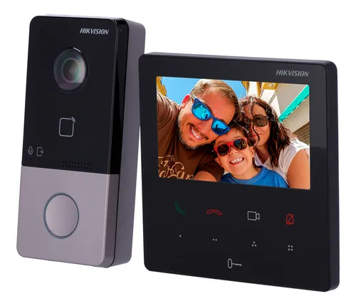 [DS-KIS606-P] Kit Videoportero IP Hikvision PoE 2MP IR Boton Timbre WiFi Pantalla 4.3” Touch App Hik-Connect IP65 IK08 (DS-KIS606-P)