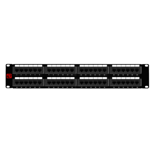 [RV-PP-548] UTP Cat5e patch panel 48 ports. / 48 x unshielded RJ45 jacks. / 6 ports as an unit. / 2U 19" krone&110 dual IDC (RV-PP-548)