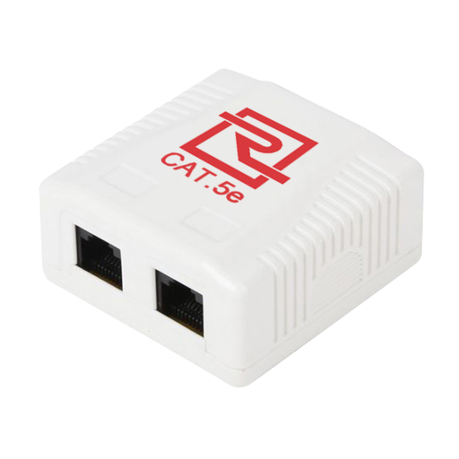 [RV-ROSETA-2U5e] Caja de montaje superficial Reguvolt Cat5e doble puerto RJ45 (RV-ROSETA-2U5e)