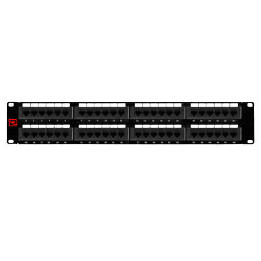 [RV-PP-648] UTP Cat6 patch panel 48 ports. / 48 x unshielded RJ45 jacks. / 6 ports as an unit. / 2U 19" krone&110 dual IDC (RV-PP-648)
