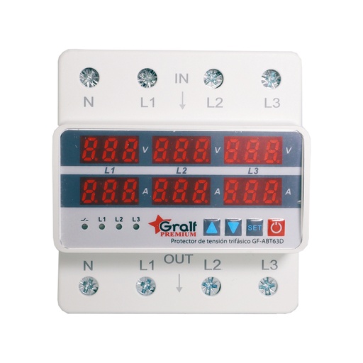 [GF-ABT63D] Protector de tensión con amperímetro y voltímetro GRALF  (GF-ABT63D)
