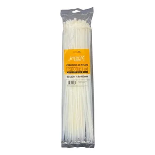 [PN48-450B] Precinto de nylon Inteck 4.8mmx45cm filtro UV blanco x100u 