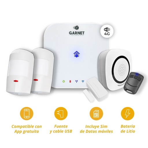 [KIT PC-1000G-2PW] Kit Innova Garnet central de alarma inalambrica + Pir + sirena + magnetico + control  (KIT PC-1000G-2PW)
