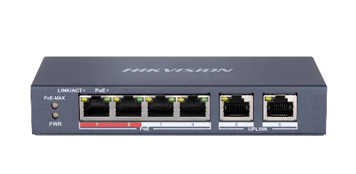 [DS-3E0106P-E/M] Switch PoE 4+2 Hikvision 4PoE+2Uplink 10/100 (DS-3E0106P-E/M)