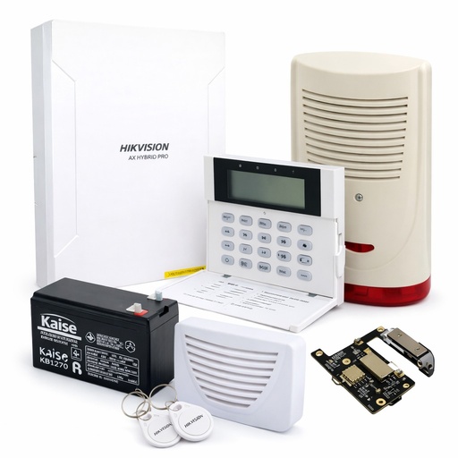 [DS-PHA48-EP-kit3] Kit AxhybridPro 48zonas+teclado+4g+bateria+sirena interior y exterior autoalimentada (DS-PHA48-EP-kit3)