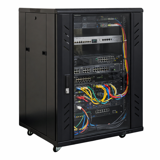 [INGLOBAR-RACK-PIE-22U] Rack de Pie Inglobar 22U 600mm Vidrio + Bandeja + Ventiladores