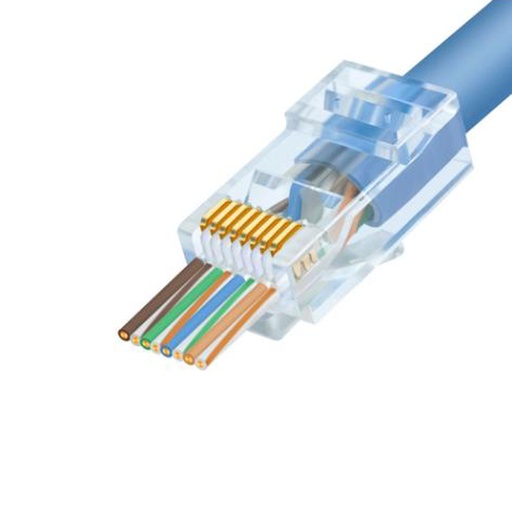 [RJ45-C-6] Conector RJ45-Cat6 Pass-Through (pasantes) x 100u