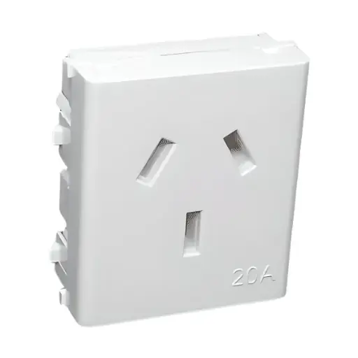 [110B] Tomacorriente PercanPlast c/tierra 20A blanco (110B) 