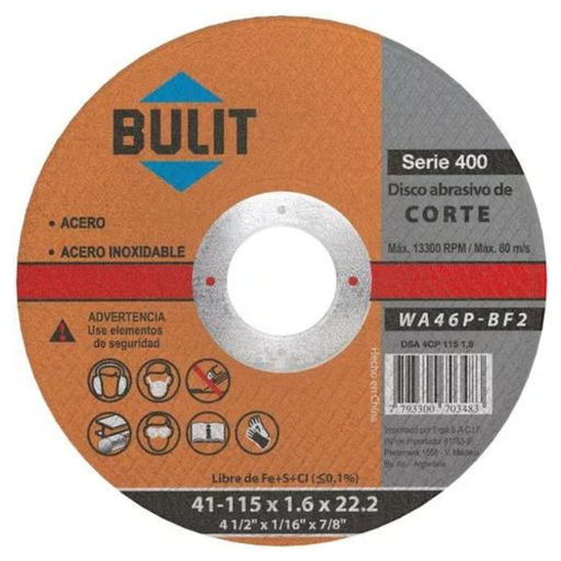 [90498] Disco de corte Bulit serie 400 (DSA 4CP 115 1,6)
