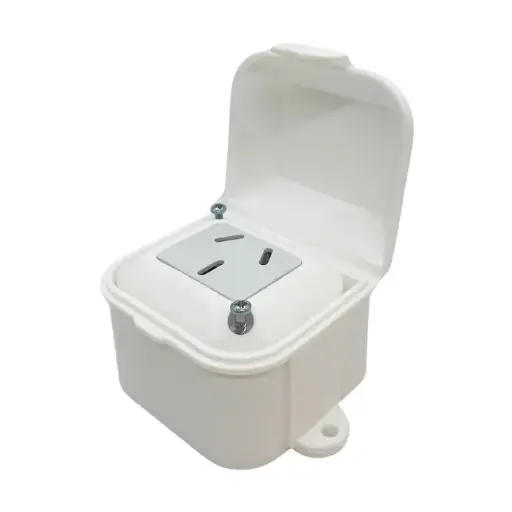 [44160400] Línea exterior capsulada 1 toma 20 amper color blanco espiga plana TAAD (LC-60400)