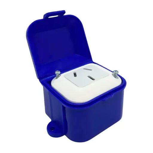 [44160403] Linea exterior capsulada 1 toma 20A espiga plana color azul TAAD (LC-60403)