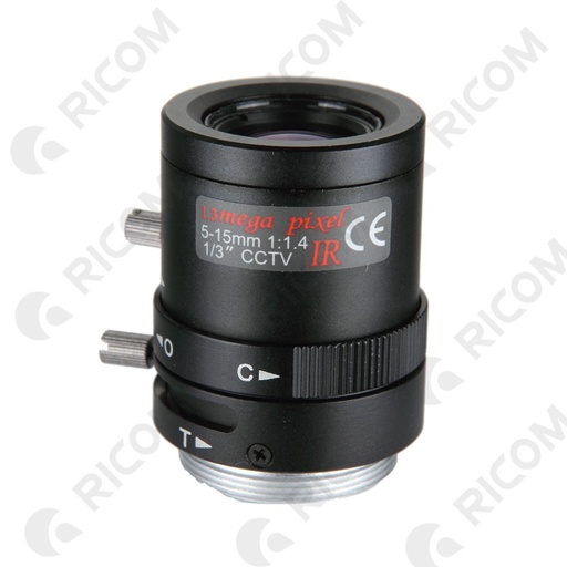 [01103] Lente Varifocal 5 a 15mm - Iris Manual - Megapixel - Correccion IR