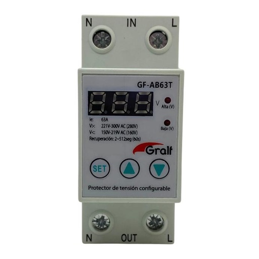 [90877] Protector de tension con voltimetro configurable Gralf (GF-AB63T)