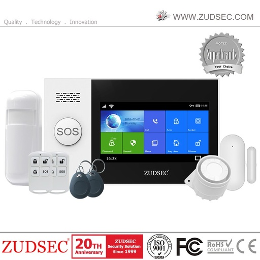 [31055] Kit Alarma Inalámbrica GSM WIFI Touch App Celular Zonas Cableadas e Inalambricas