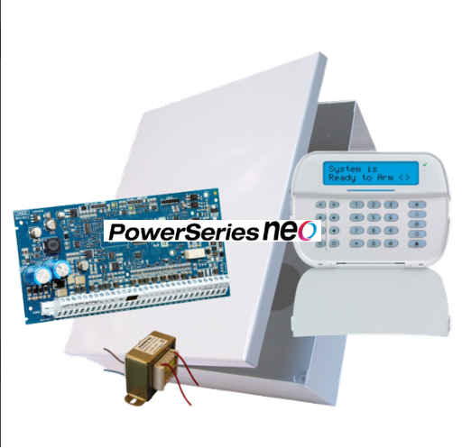 [KIT_NEO_LCD] PANEL 8 ZONAS HS2032 + TECLADO HS2LCD FULL + GABINETE + TRAFO