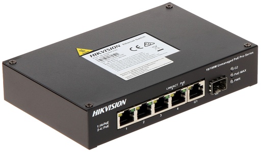 [90080] Switch PoE Hikvision 4 PoE+1 uplink + SPF watchdog potencia 65W (DS-3T0306HP-E/HS)