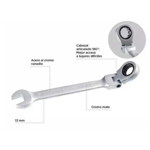 [LLV 8VAC 13] Llave criquet articulada Bulit 13mm de acero serie 800 (LLV 8VAC 13)