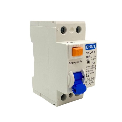 [NXL-63 1P+N 40A 30mA AC 6kA] Disyuntor Diferencial Bipolar Chint 2x40A 30mA Clase AC 6kA Riel Din