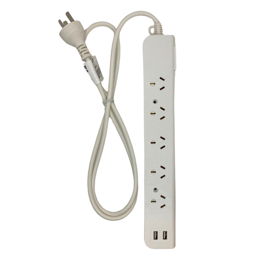 [PX5B-2USB-1.5] Zapatilla Inteck 5 tomas + 2 USB con cable 1,5mts y protector termico